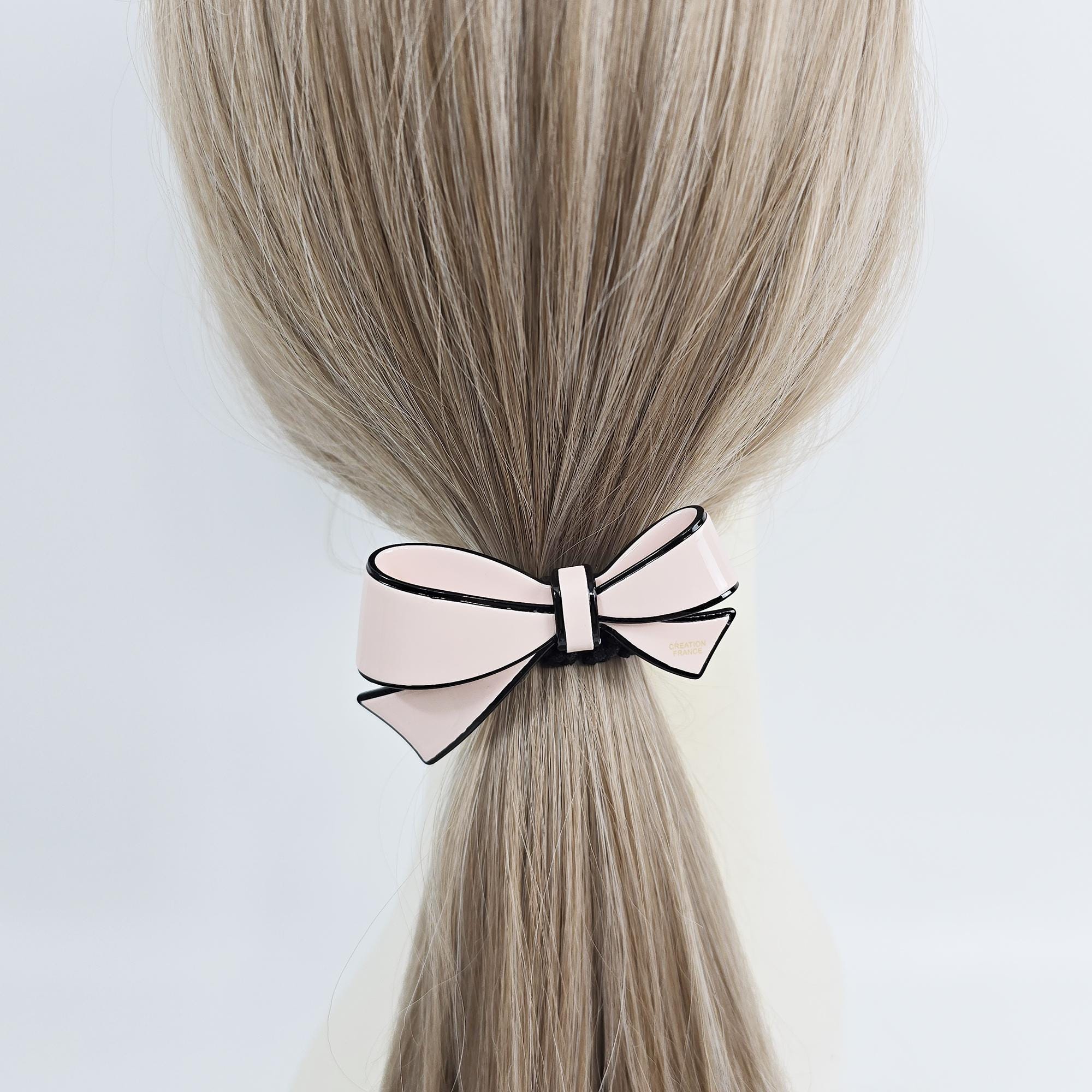 Pastel Color Big Ribbon Thick Ponytail Hair Tie (3.1 Inch) / Simple Cute Ponytail Holder / Hair Accessory for Woman
