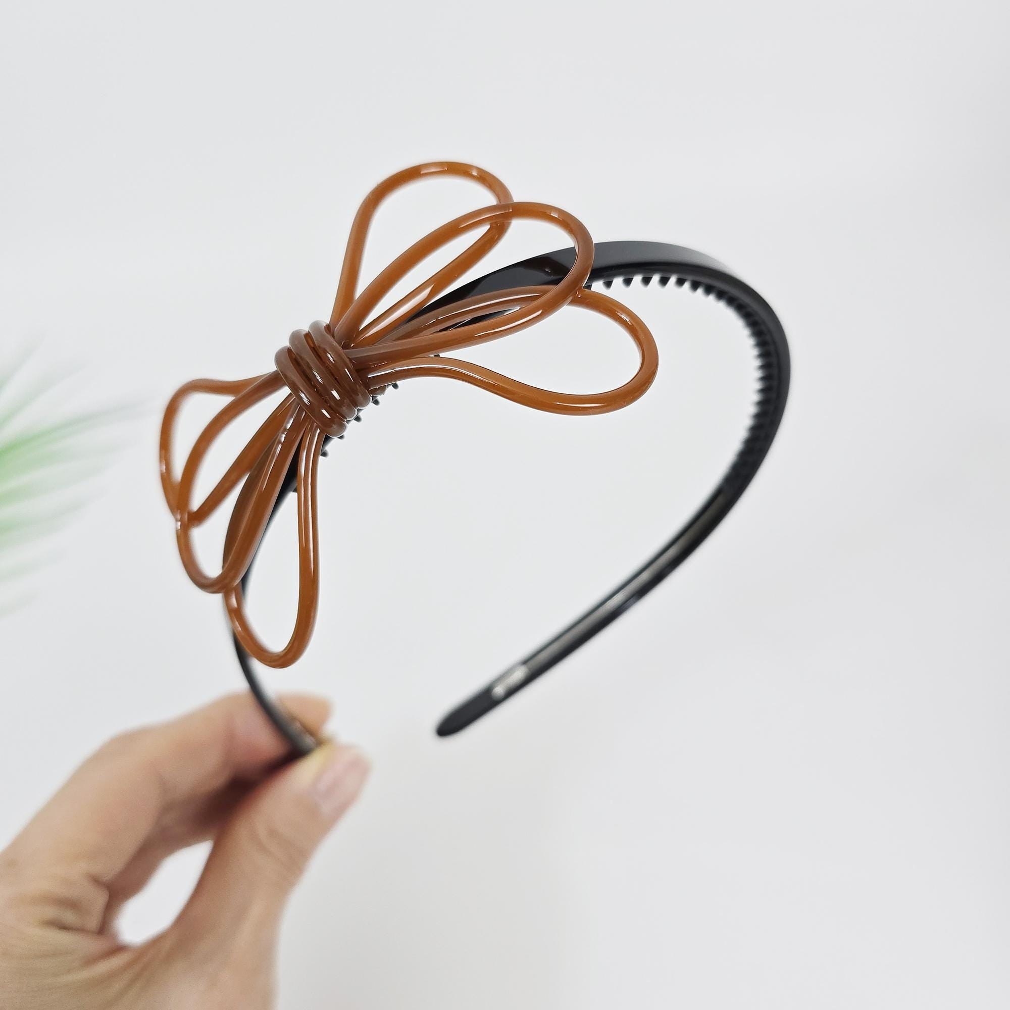 Triple Ribbon Thin Wire Hold Headband (0.3 Inch) / Tortoise Shell French Hair Pin / Hair Accessory for Woman / Acrylic Alice Headband