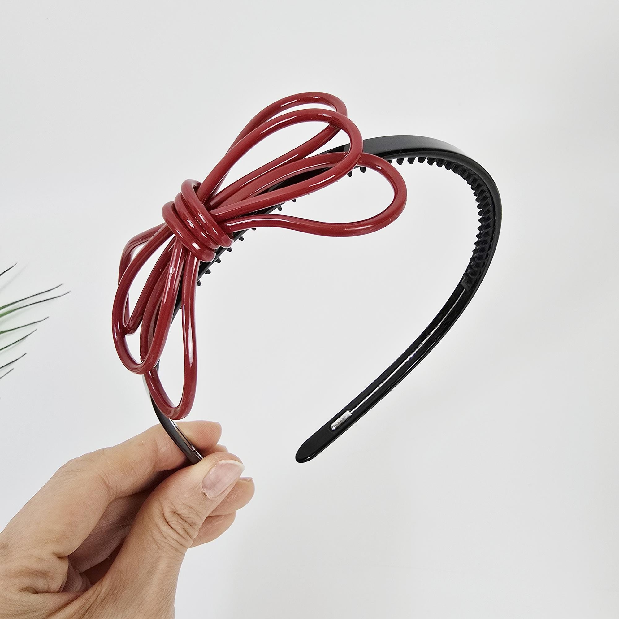 Triple Ribbon Thin Wire Hold Headband (0.3 Inch) / Tortoise Shell French Hair Pin / Hair Accessory for Woman / Acrylic Alice Headband