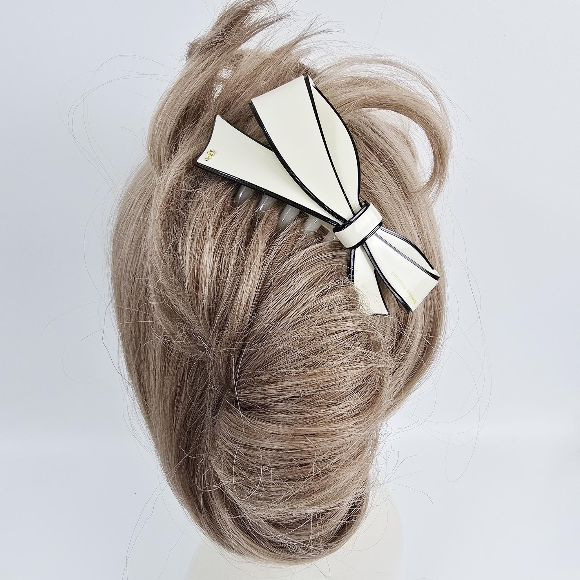 Big Ribbon Long Non-Slip Updo Hair Comb Clip (4.3 Inch) / Simple French Hair Pin / Hair Fork for Woman