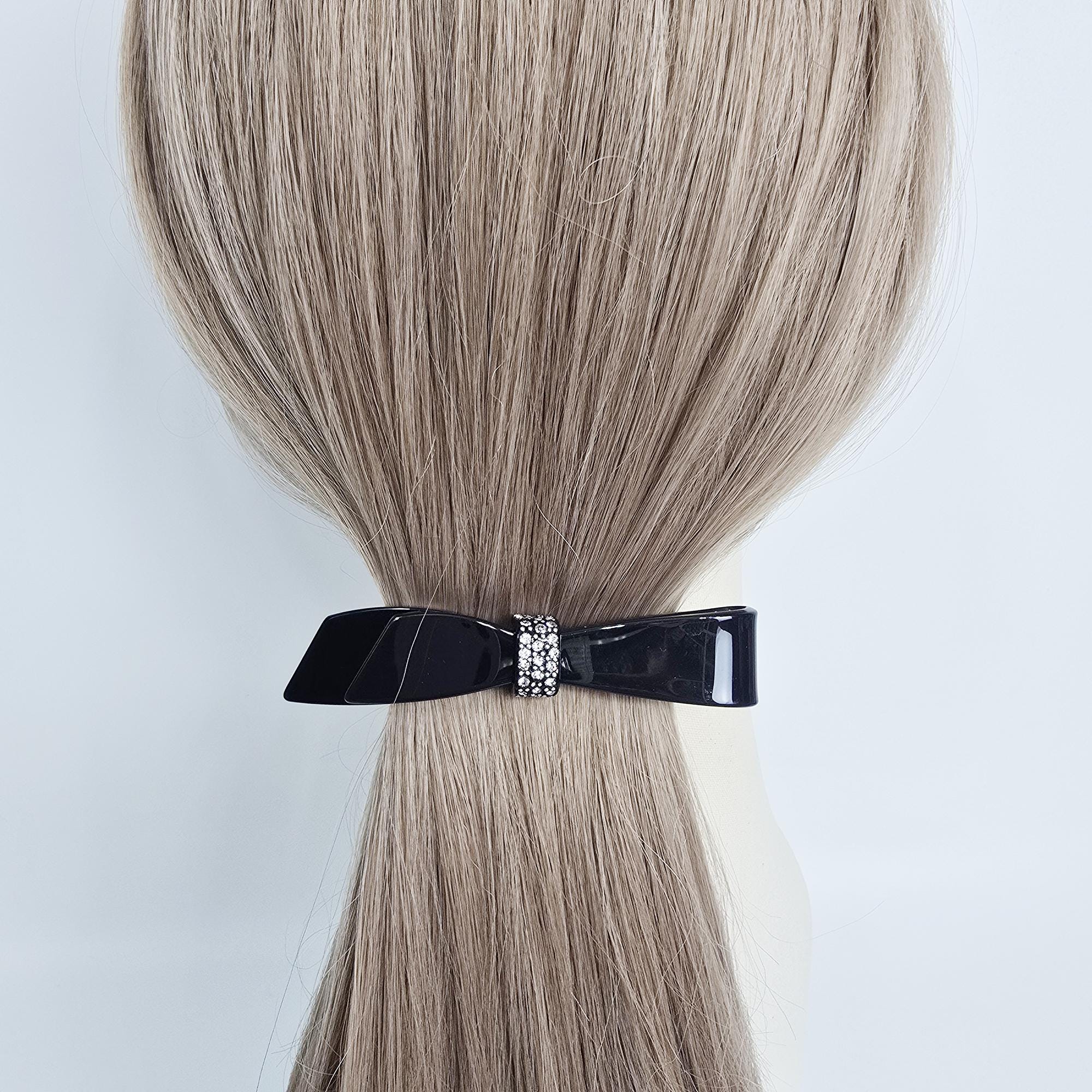 Single Knot Cubic Barrette (4.1 Inch) / Elegance French Hair Pin / Automatic Hair Clip