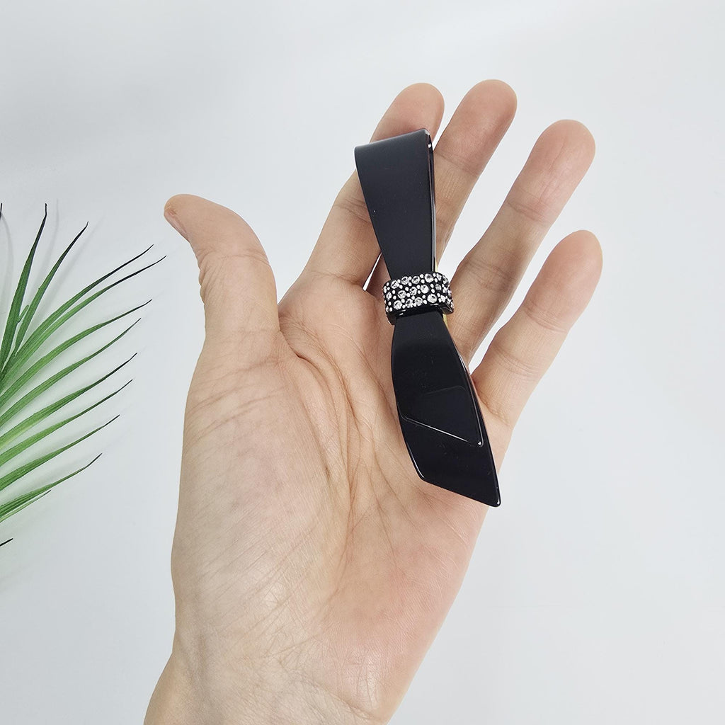 Single Knot Cubic Barrette (4.1 Inch) / Elegance French Hair Pin / Automatic Hair Clip