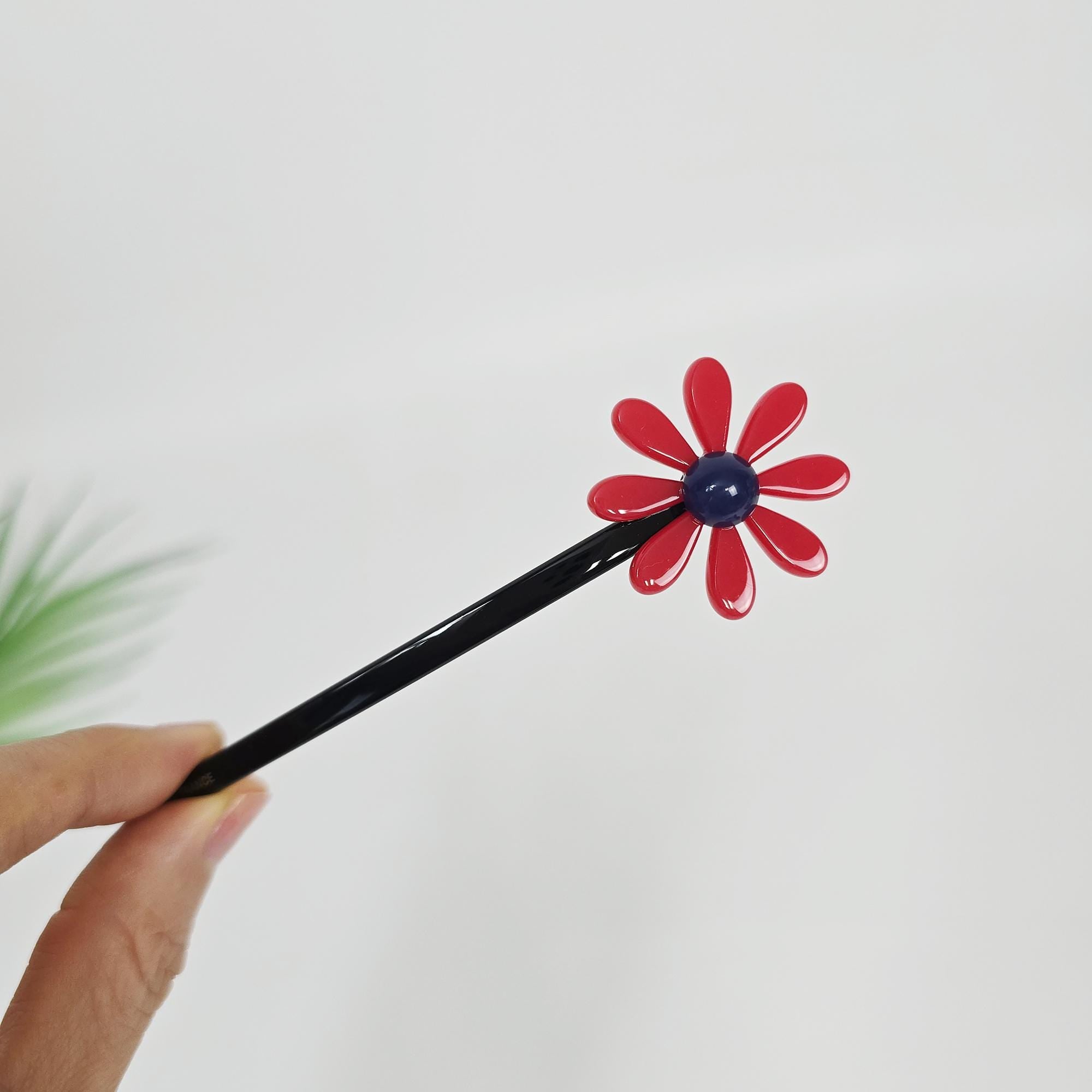 Sunflower Slim Long Barrette (4.7 Inch) / Elegance French Hair Pin / Automatic Hair Clip