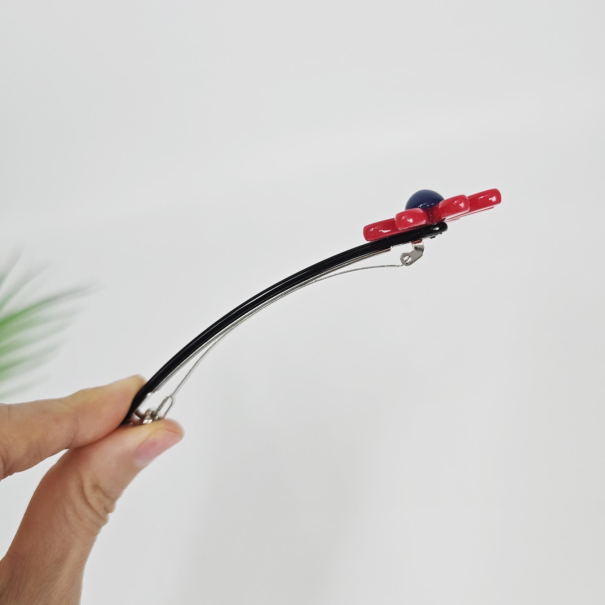 Sunflower Slim Long Barrette (4.7 Inch) / Elegance French Hair Pin / Automatic Hair Clip