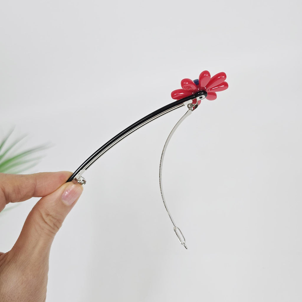 Sunflower Slim Long Barrette (4.7 Inch) / Elegance French Hair Pin / Automatic Hair Clip
