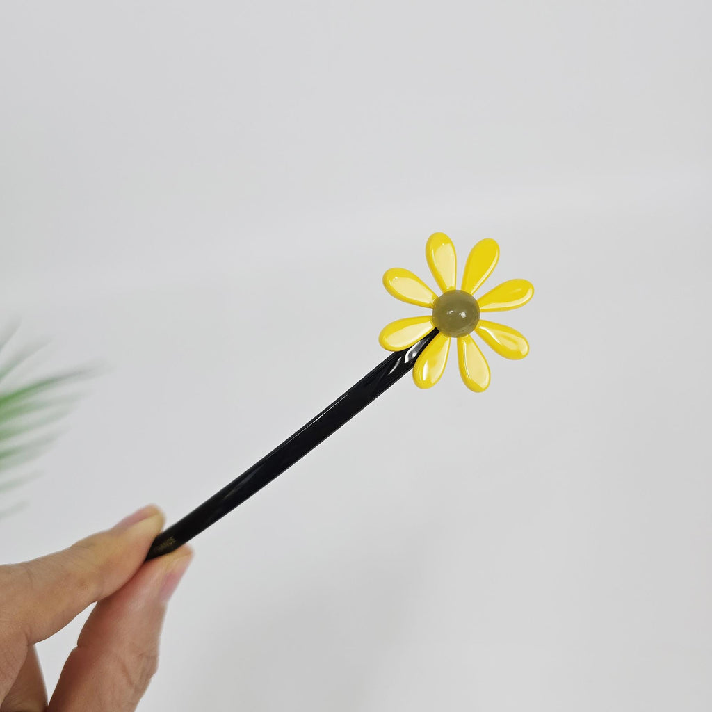 Sunflower Slim Long Barrette (4.7 Inch) / Elegance French Hair Pin / Automatic Hair Clip