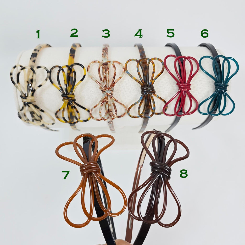 Triple Ribbon Thin Wire Hold Headband (0.3 Inch) / Tortoise Shell French Hair Pin / Hair Accessory for Woman / Acrylic Alice Headband