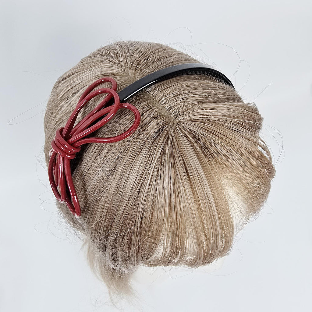 Triple Ribbon Thin Wire Hold Headband (0.3 Inch) / Tortoise Shell French Hair Pin / Hair Accessory for Woman / Acrylic Alice Headband