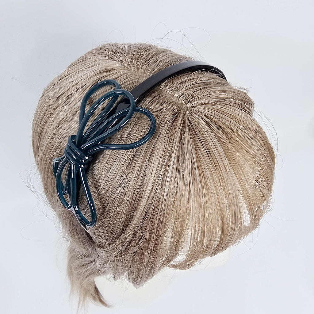 Triple Ribbon Thin Wire Hold Headband (0.3 Inch) / Tortoise Shell French Hair Pin / Hair Accessory for Woman / Acrylic Alice Headband