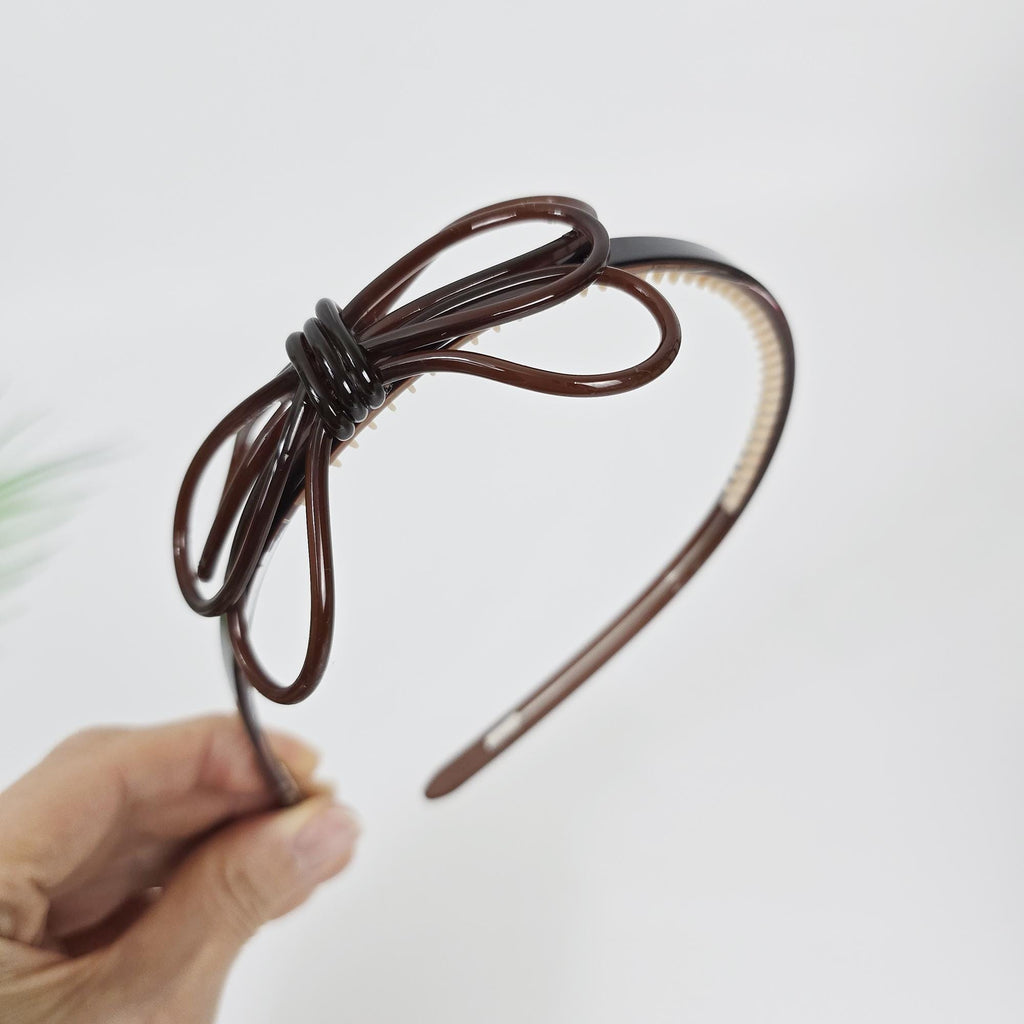 Triple Ribbon Thin Wire Hold Headband (0.3 Inch) / Tortoise Shell French Hair Pin / Hair Accessory for Woman / Acrylic Alice Headband