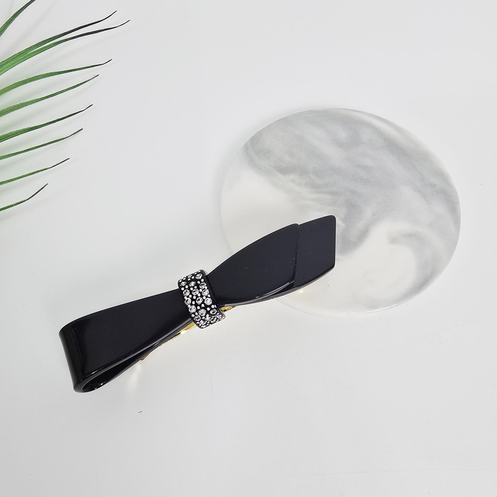 Single Knot Cubic Barrette (4.1 Inch) / Elegance French Hair Pin / Automatic Hair Clip