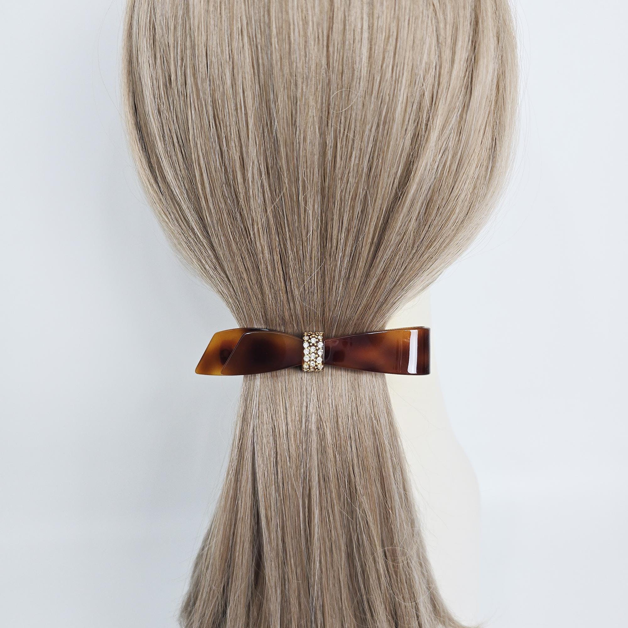 Single Knot Cubic Barrette (4.1 Inch) / Elegance French Hair Pin / Automatic Hair Clip