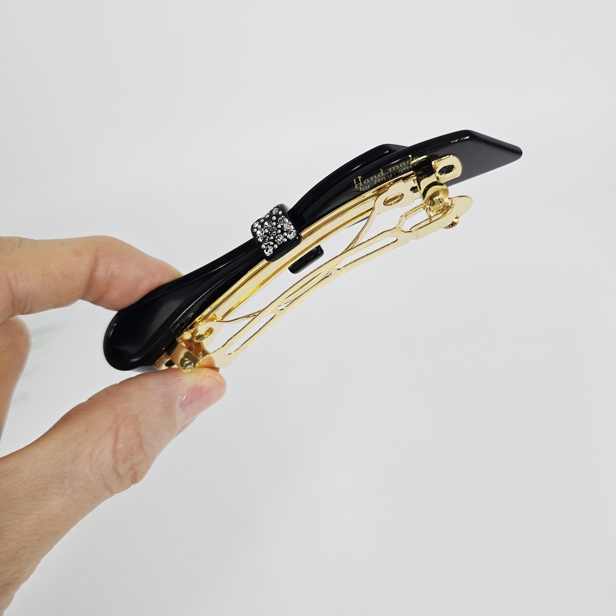 Single Knot Cubic Barrette (4.1 Inch) / Elegance French Hair Pin / Automatic Hair Clip