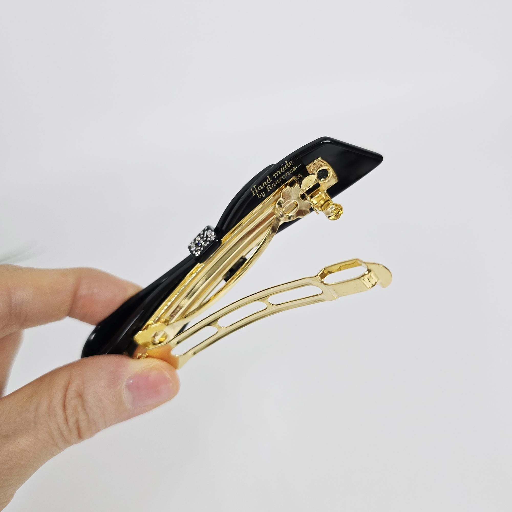 Single Knot Cubic Barrette (4.1 Inch) / Elegance French Hair Pin / Automatic Hair Clip