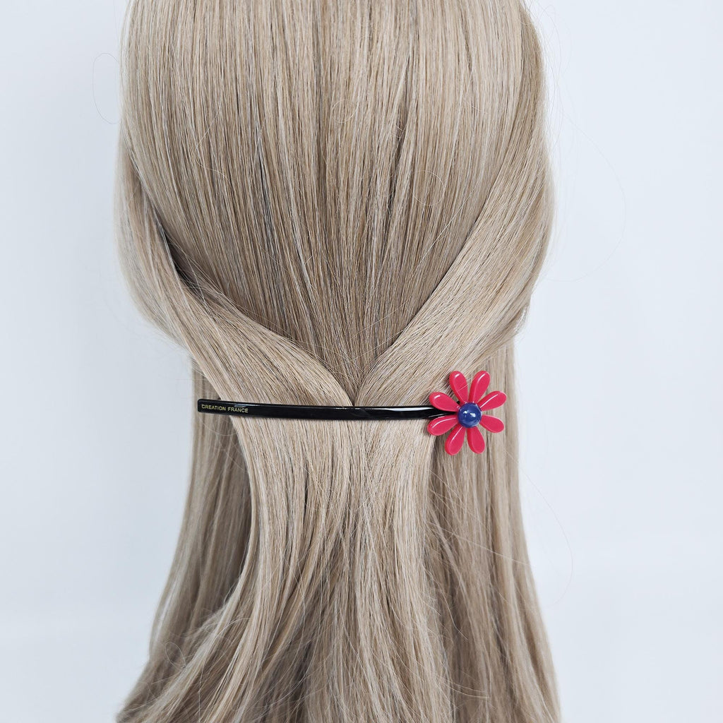 Sunflower Slim Long Barrette (4.7 Inch) / Elegance French Hair Pin / Automatic Hair Clip