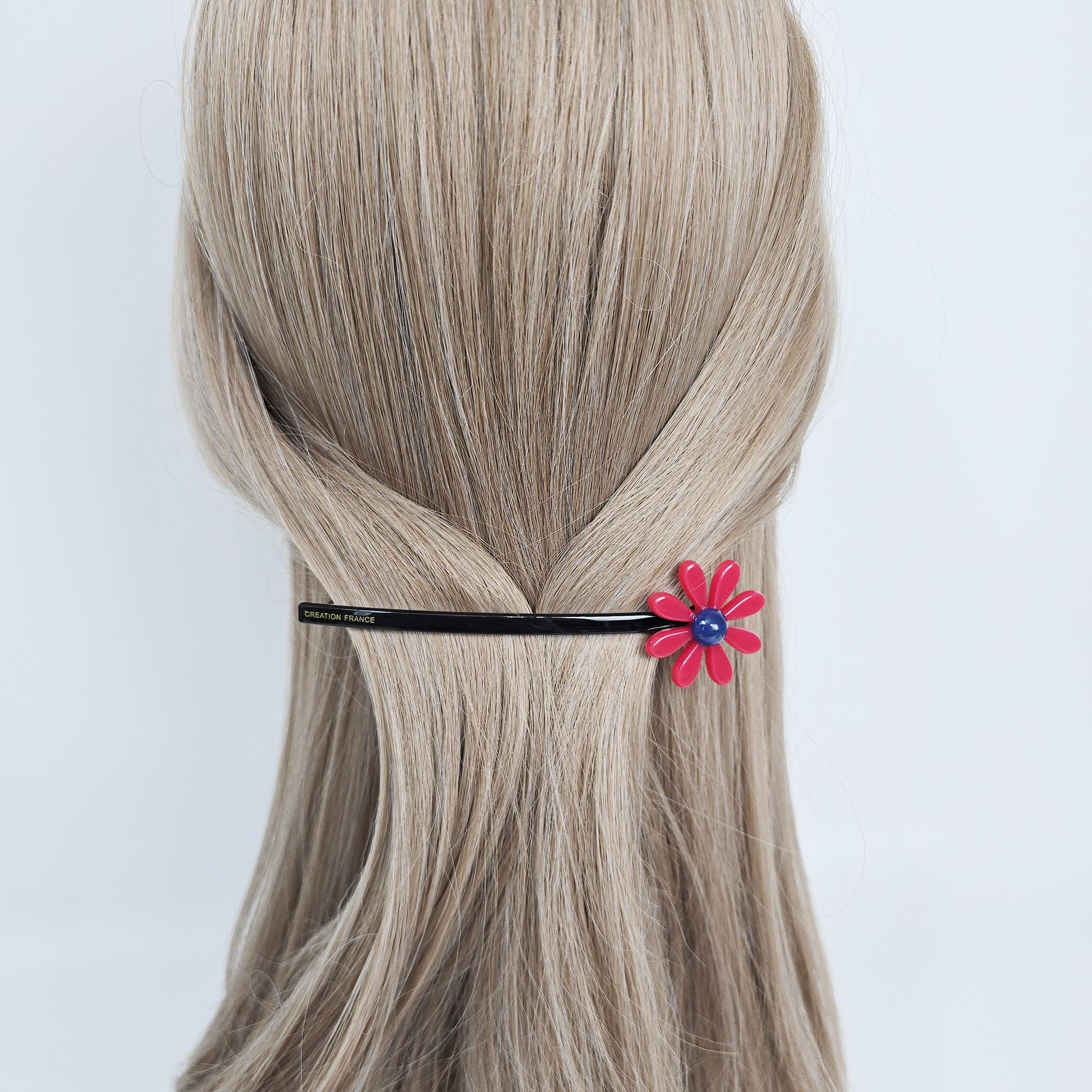 Sunflower Slim Long Barrette (4.7 Inch) / Elegance French Hair Pin / Automatic Hair Clip