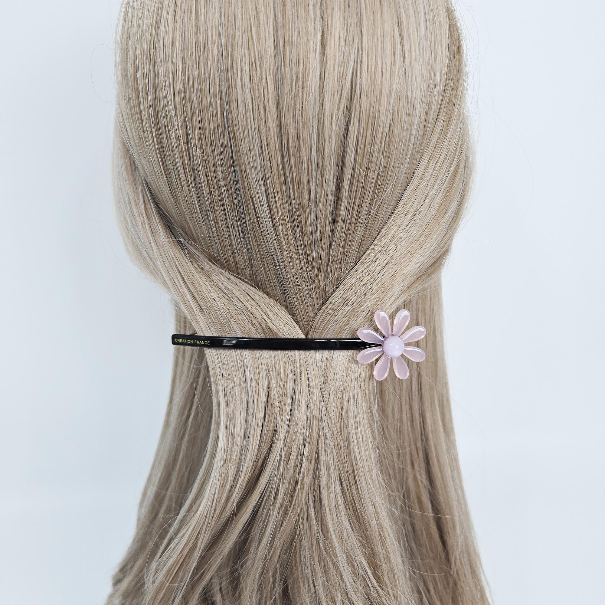 Sunflower Slim Long Barrette (4.7 Inch) / Elegance French Hair Pin / Automatic Hair Clip