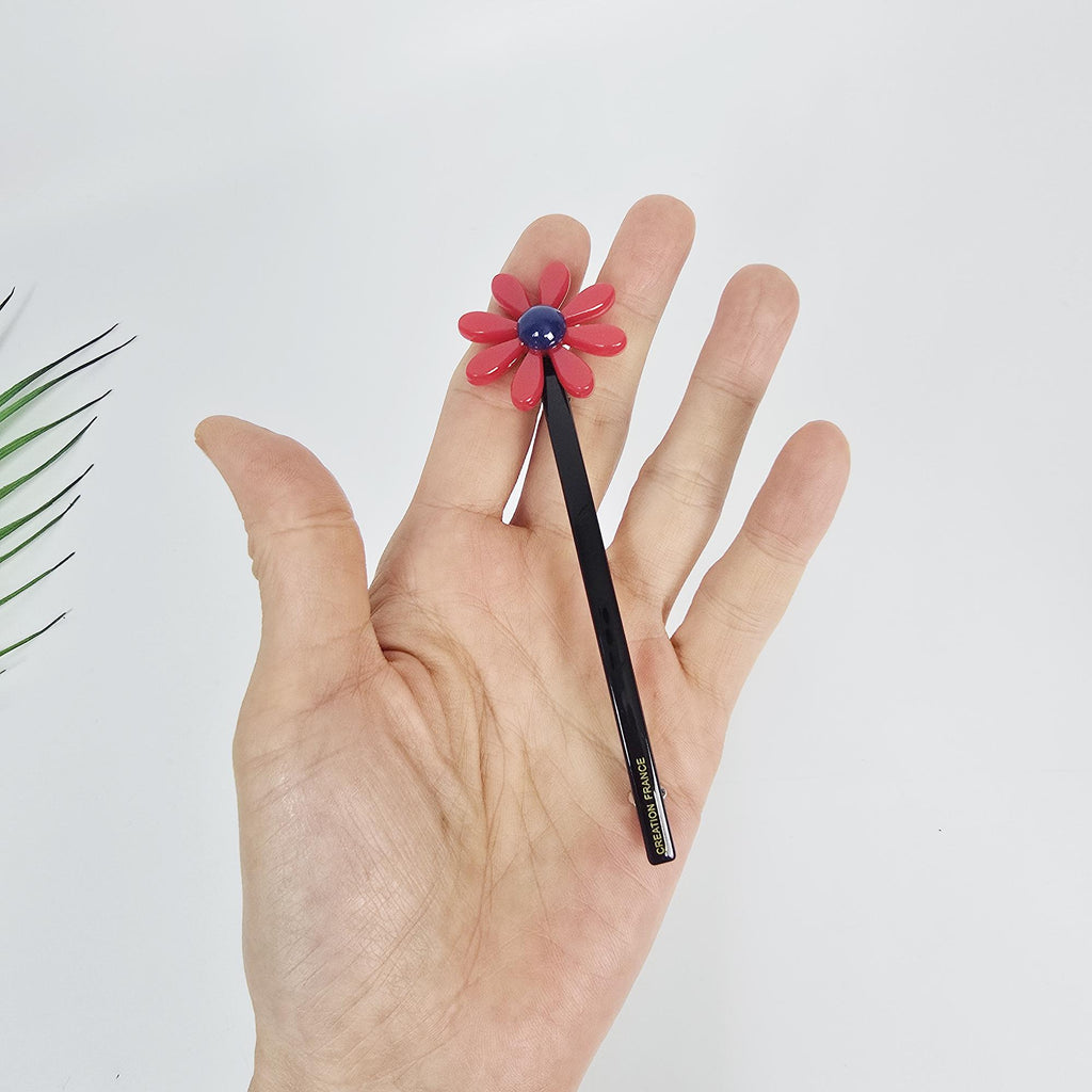 Sunflower Slim Long Barrette (4.7 Inch) / Elegance French Hair Pin / Automatic Hair Clip