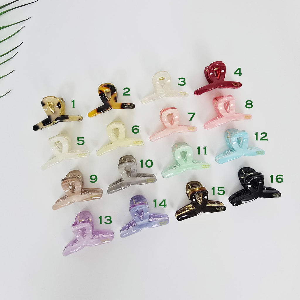 Summer Mini Twist Half-Up Hair Claw Clip (1.7 Inch) / Vivid Color French Pin / Alligator Hair Clip for Woman