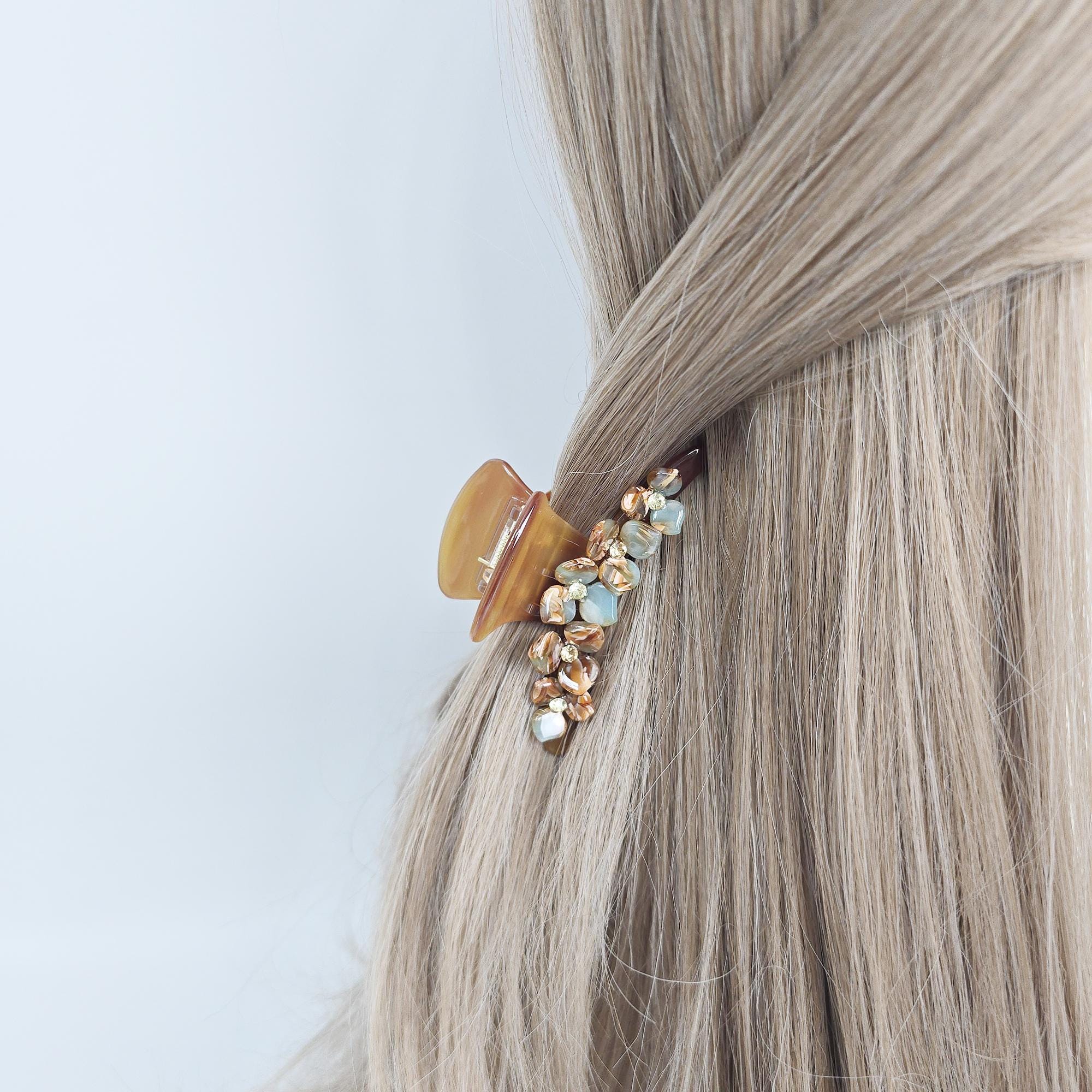 New Color Cubic Point Arch Flower Half Updo Hair Claw Clip (3.1 Inch) / Elegance French Hair Pin / Hair Barrette for Woman