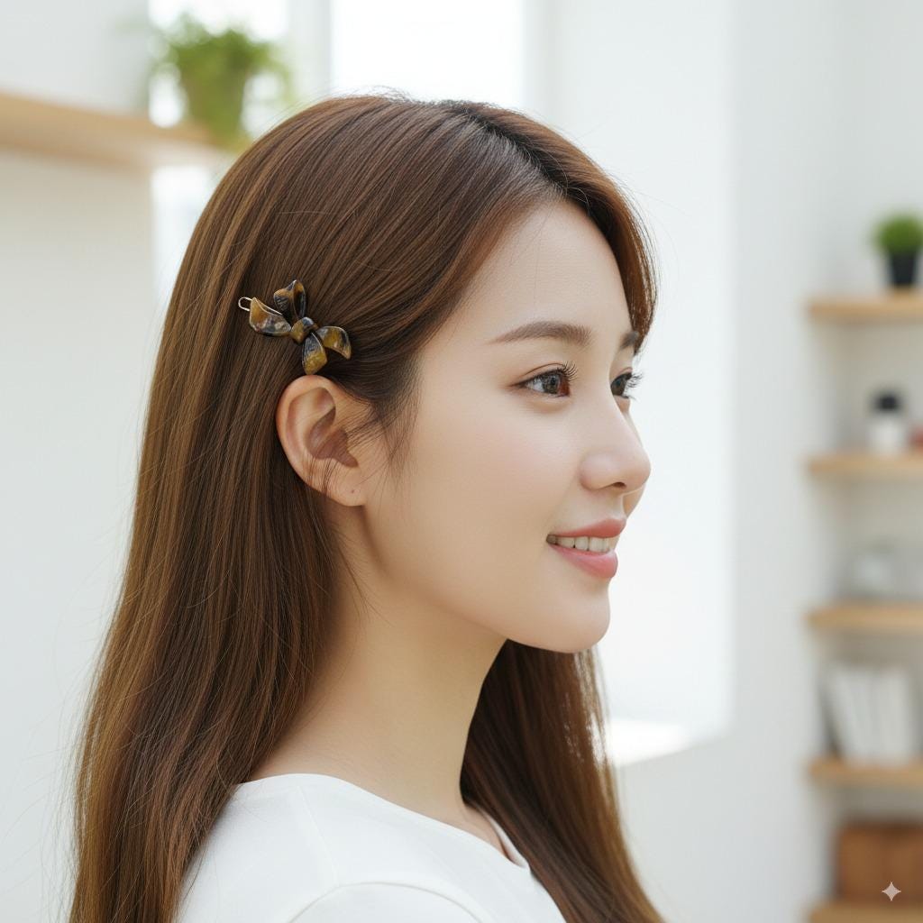 Tiny Double Ribbon Bobby Pin (1.8 Inch) / Tortoise Marble Leopard French Hair Pin Clip / Bow Barrette for Thin Hair