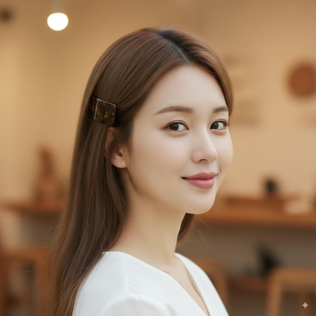 Fashionable Leopard Pure Dela Ultra Mini Rectangular Hair Barrette (2.0 Inch) / Cute French Hair Pin / Automatic Hair Clip