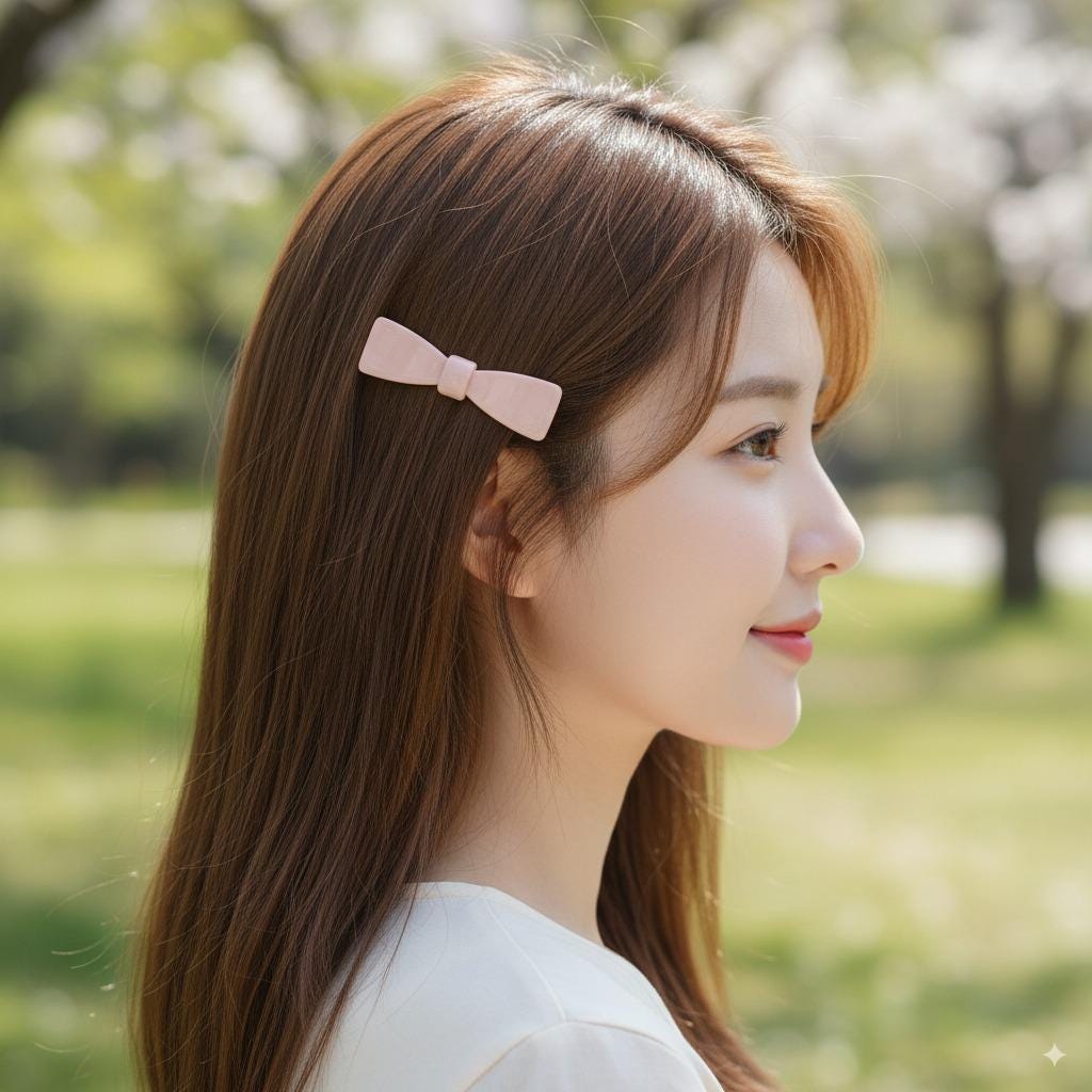 Leopard Glossy Cute Ribbon Mini Hair Barrette / Small French Hair Pin / Hair Accessory for Woman / Automatic Hair Clip