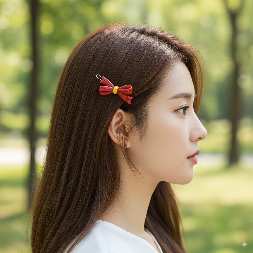 Double Ribbon Bobby Pin (2.0 Inch) / Tortoise Shell French Hair Pin Clip / Hair Accessory for Woman / Bow Barrette