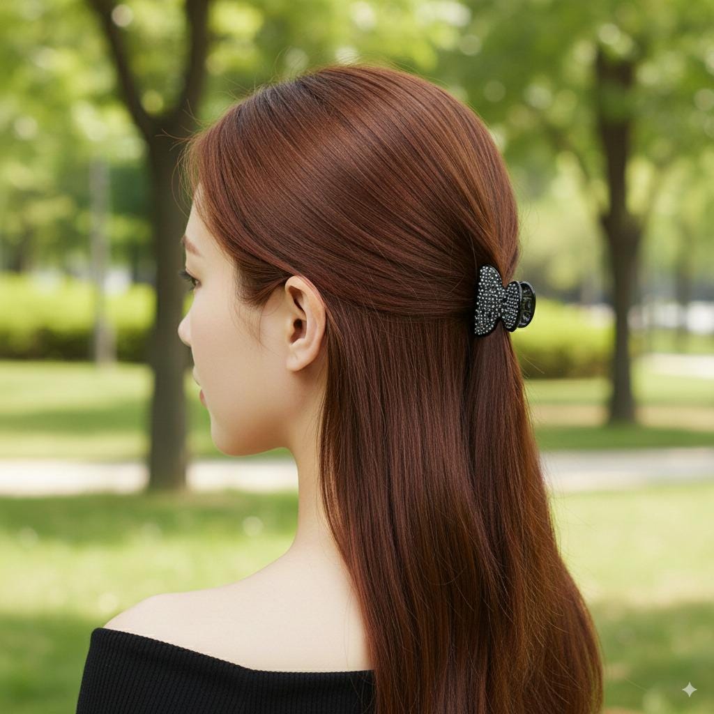 Half Moon Mini Hair Clips with Cubic Stone / Luxurious French Hair Pin / Hair Accessory for Woman / Leopard French Barrette