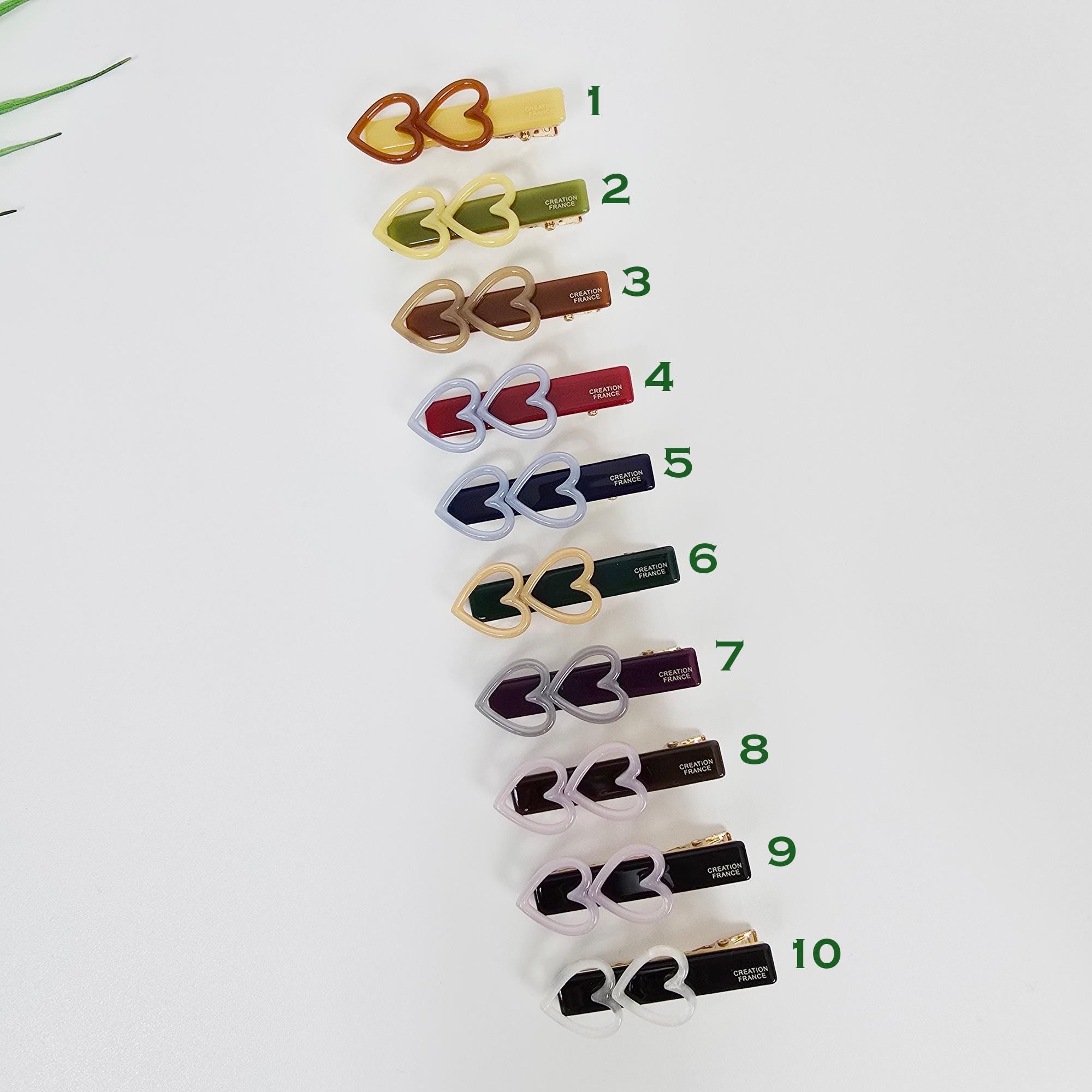 Twin Mini Heart Straight Side Clip Hair Claw Clip (2.0 Inch) / Vivid Color French Pin / Alligator Hair Clip for Woman