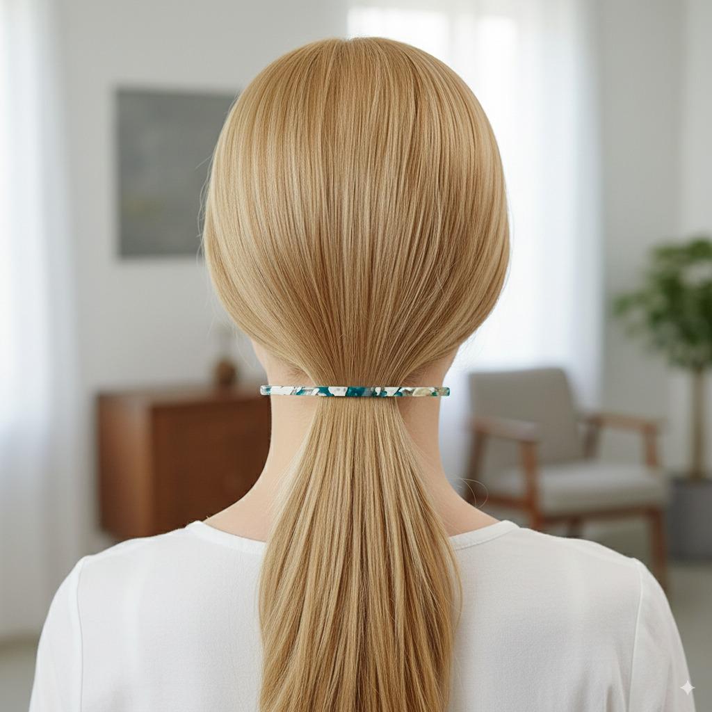 Slim Basic French Hair Barrette (3.3 Inch) / Tortoise Marble French Hair Pin / Hair Accessory for Woman / Automatic Hair Clip