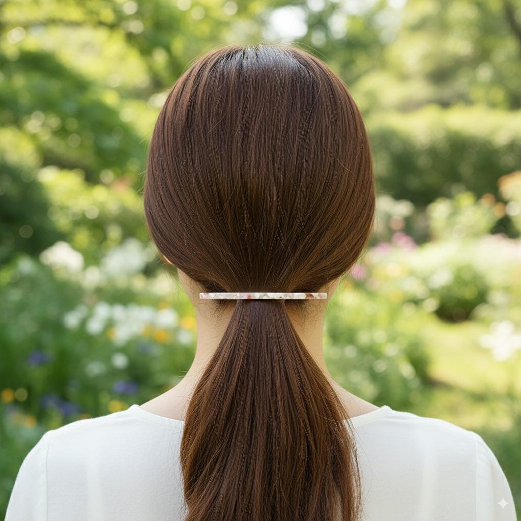 Slim Basic French Hair Barrette (3.3 Inch) / Tortoise Marble French Hair Pin / Hair Accessory for Woman / Automatic Hair Clip