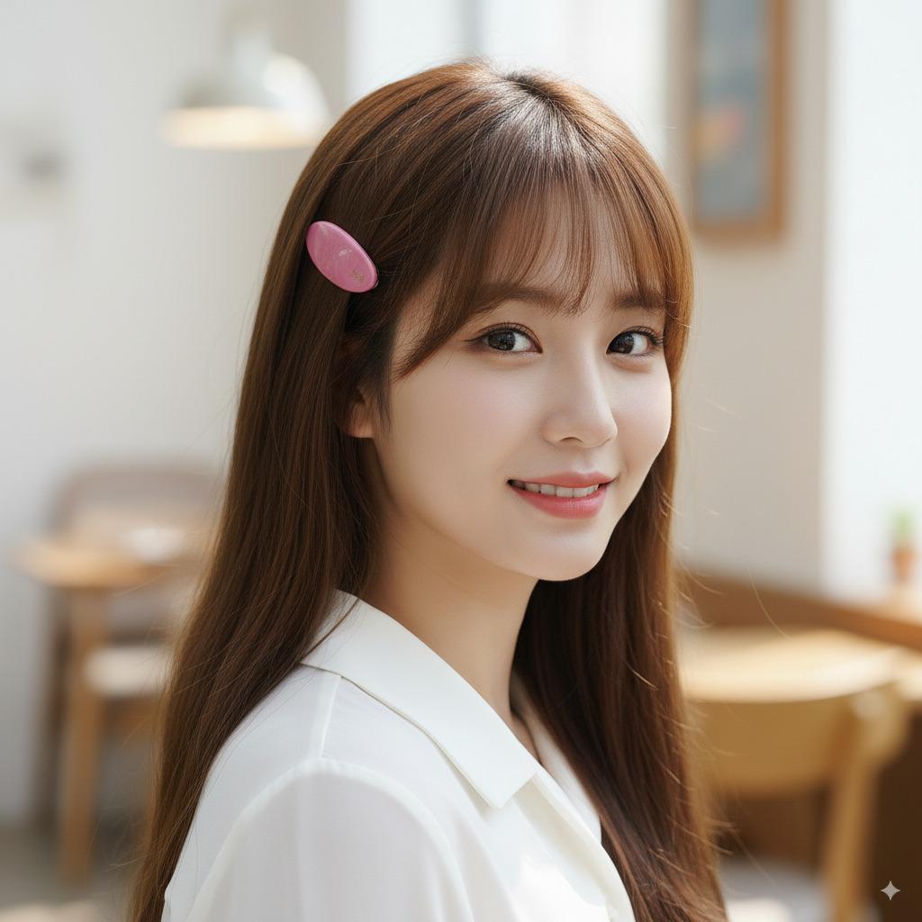 Pastel Color Cora Oval Mini Hair Barrette with Cubic (2.2 Inch) / Cute French Hair Pin / Automatic Hair Clip