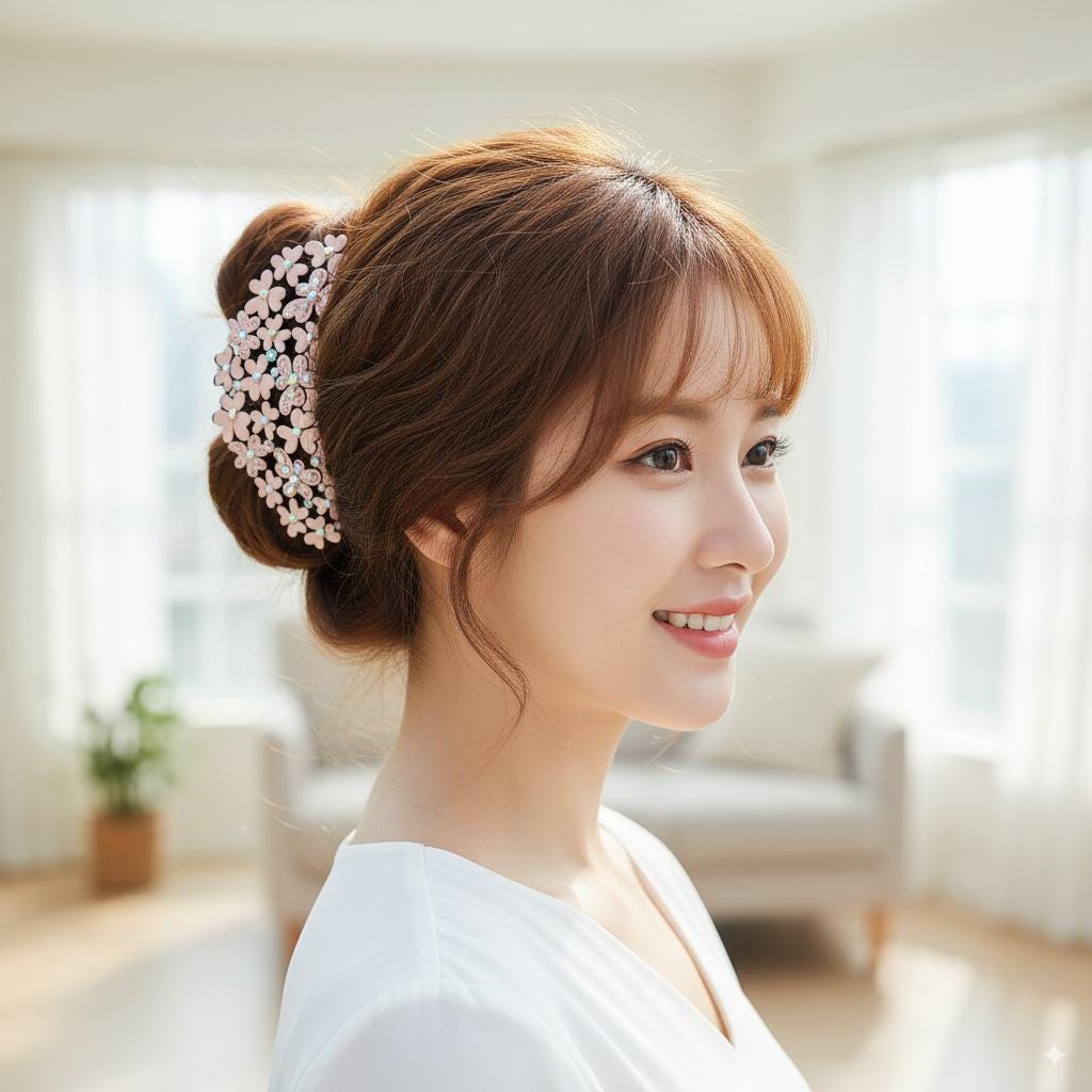 Brightening Blossom Garden Big Clip Hair Claw (4.7 Inch) / Pastel Color French Hair Pin / Hair Barrette for Woman