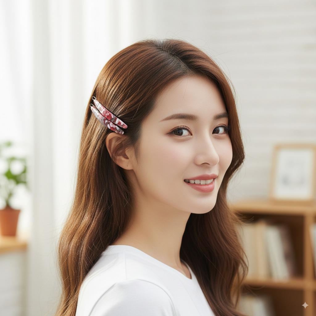 Leopard Marble Long Oval Bobby Pin (3.0 Inch) / Tortoise Shell French Hair Pin Clip / Hair Accessory for Woman / Bow Barrette