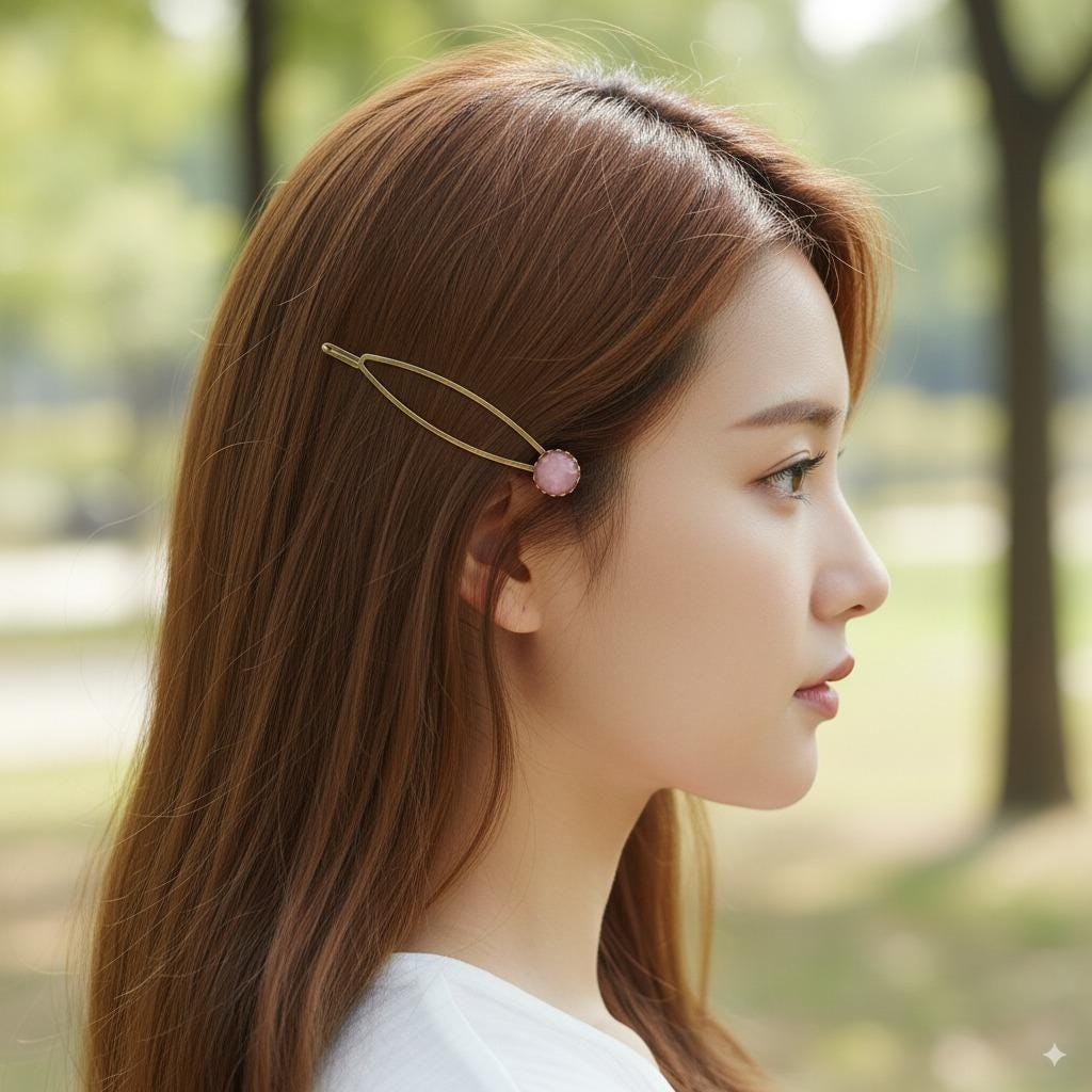 Circle Round Formica Hair Pin / Vintage Antique Three Line Hair Bobby Pin / Hair Accessory Pin for Woman