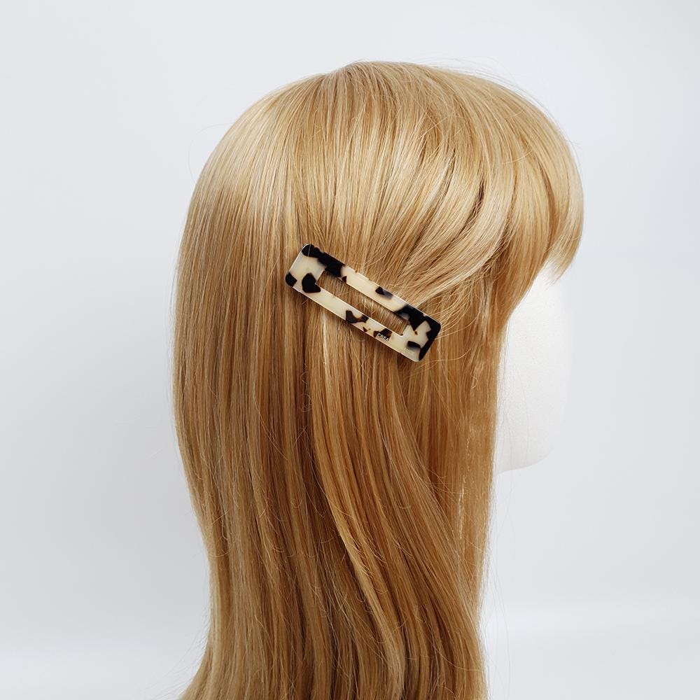 Leopard Aurora Square Snap Clip (2.6 Inch) / Tortoise Marble Hairgrip Barrette / French Hair Pin / Tic Tac Hair Clip Pin