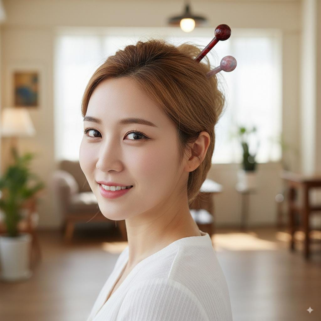 Tortoise Shell Big Bead Hair Stick (7.5 Inch) / Vintage French Hair Pin / Hair Fork for Thick Hair