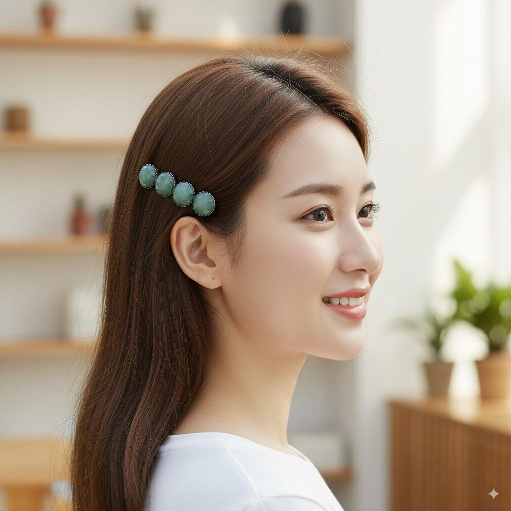 Formica Love Ball Hair Barrette (2.4 Inch) / Diamond Cut Formica Stone Decorated Barrette / Vintage Antique Accessory for Woman