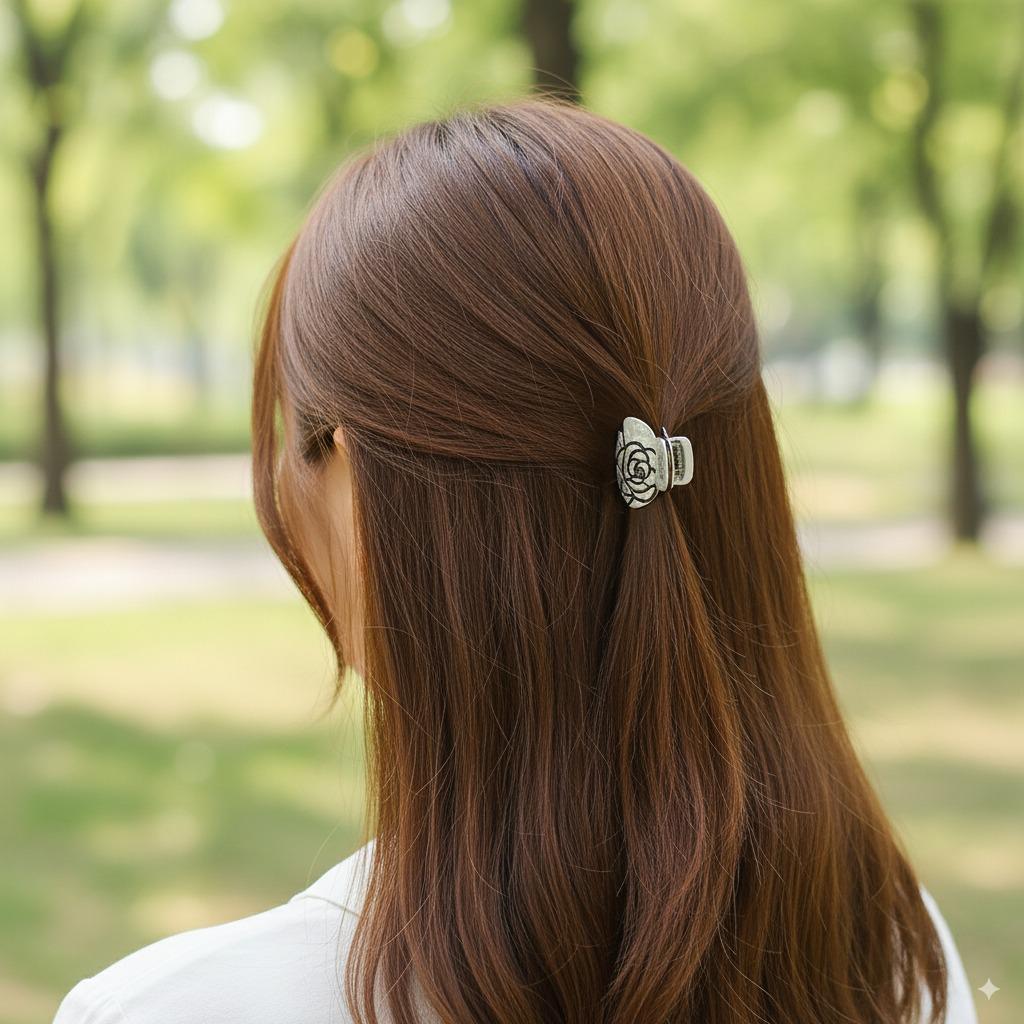 Camellia Flower Hair Clips (1.0 Inch) / Mini French Hair Pin / Small Floral Hair Clip / Hair Barrette for Woman