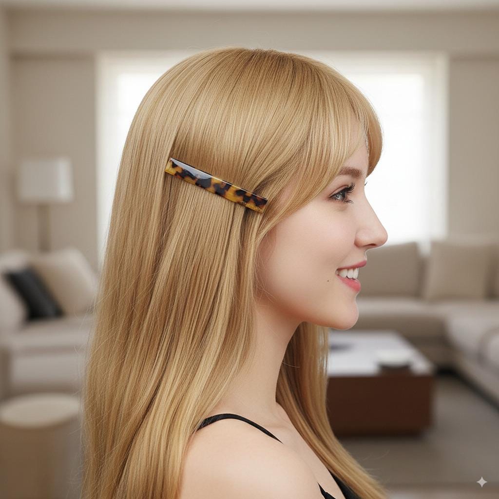 Leopard Aurora Simple Line Hair Barrette (3.1 Inch) / Tortoise Marble French Hair Pin / Hair Accessory for Woman / Automatic Hair Clip
