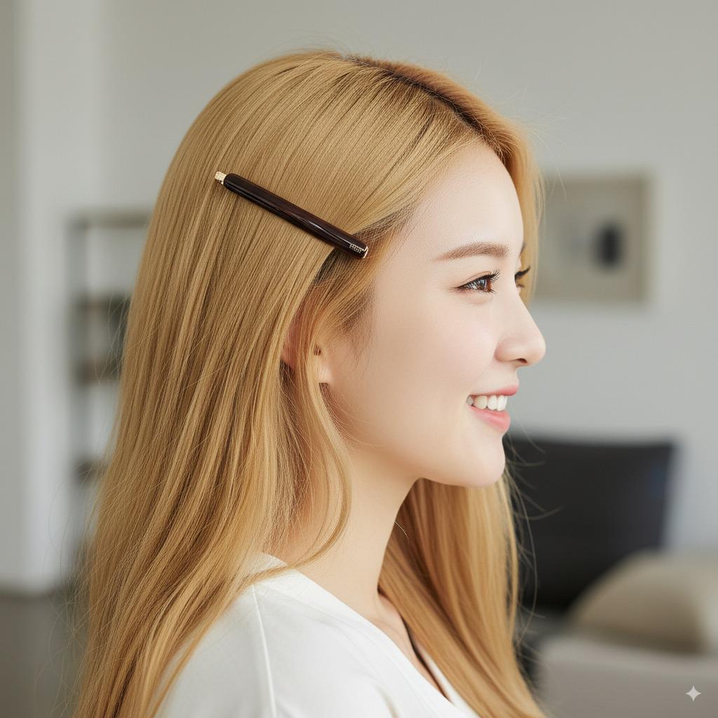 Pure Color Oval Long Bobby Pin (3.3 Inch) / Simple Leopard French Hair Pin / Hair Accessory for Woman / Snap Clip for Thin Hair