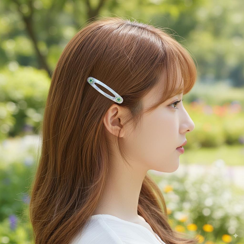 Leopard Round Frame Bobby Pin with Cubic (2.2 Inch) / Tortoise Shell French Hair Pin / Hair Accessory for Woman / Bow Barrette for Thin Hair
