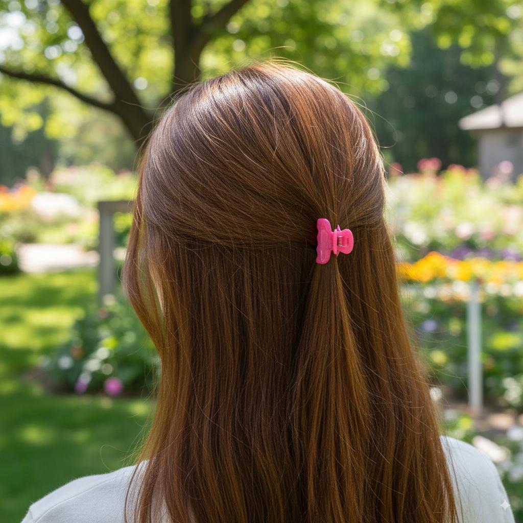 Luxurious Ultra Mini Round Square Point Hair Claw Clip (1.0 Inch) / Cute Tortoise Shell French Hair Pin / Small Hair Clips