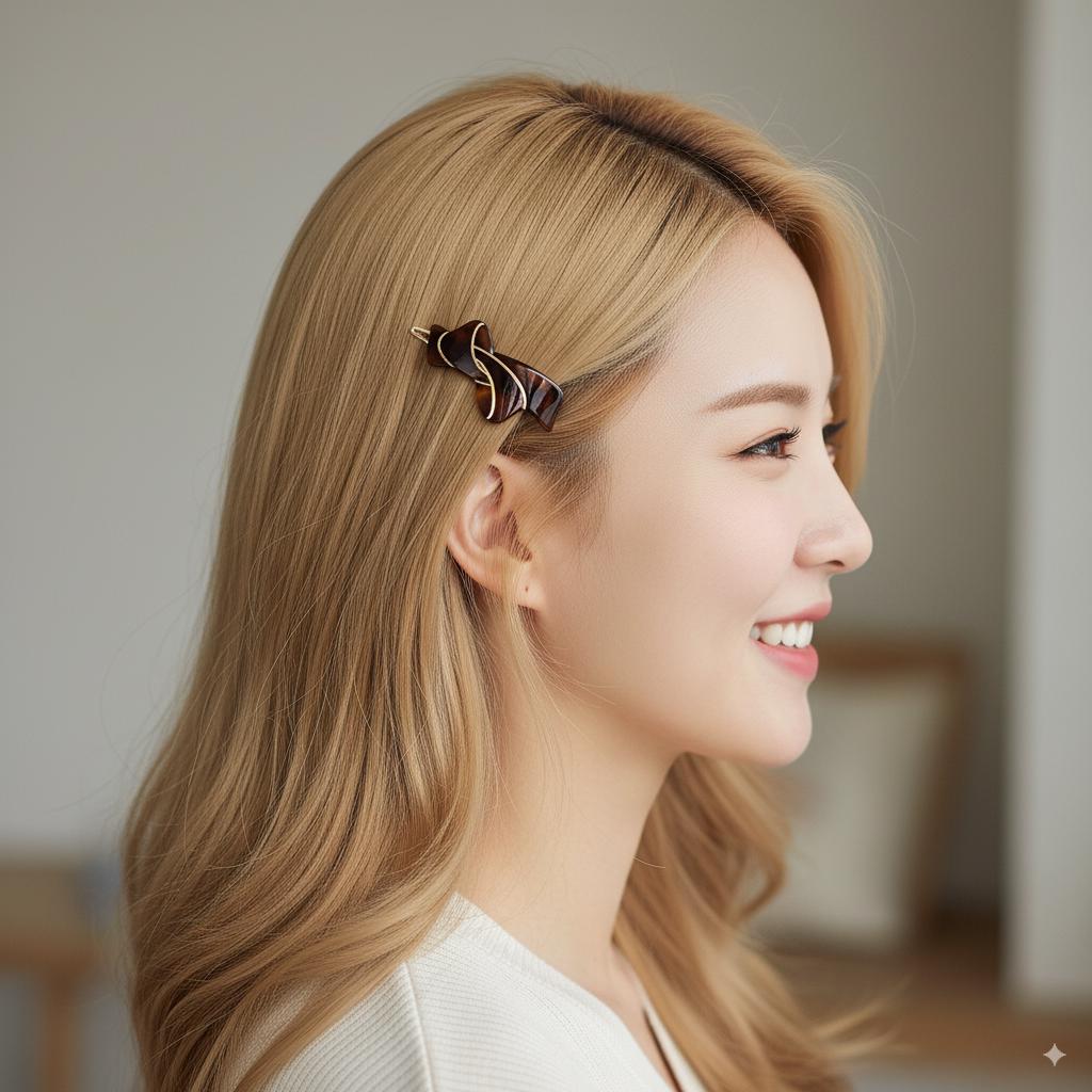 Laurence Muffler Ribbon Bobby Pin (1.8 Inch) / Luxurious Small French Hair Pin / Hair Accessory for Woman / Mini Hair Clips