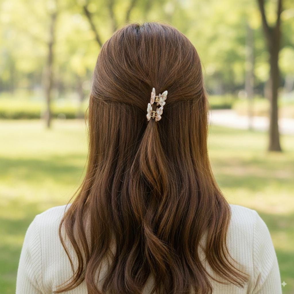Mini Butterfly Hair Clips 2 Pieces in 1 Set / Tortoise Shell French Hair Pin / Hair Accessory for Woman