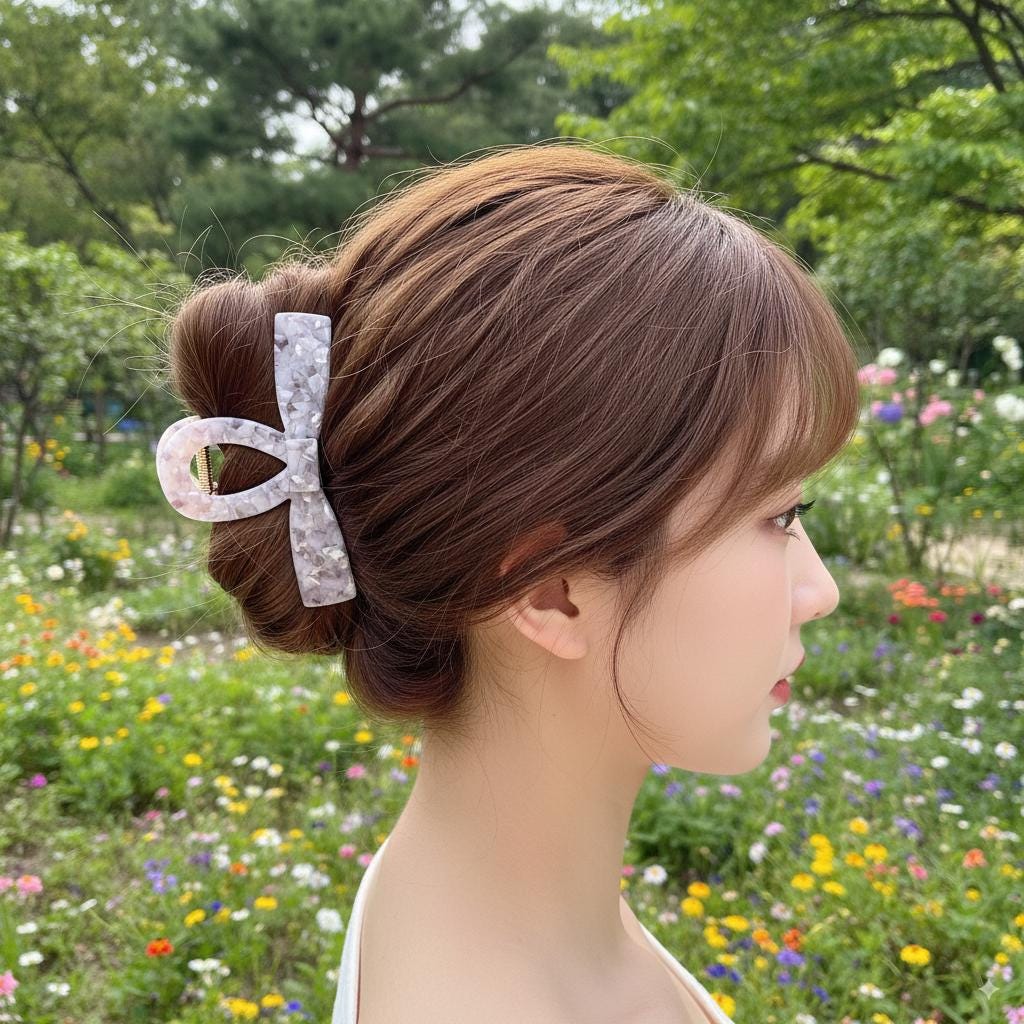 Bow Tie Straight Twist Updo Hair Claw Clip (4.1 Inch) / Elegance French Hair Pin / Hair Barrette for Woman