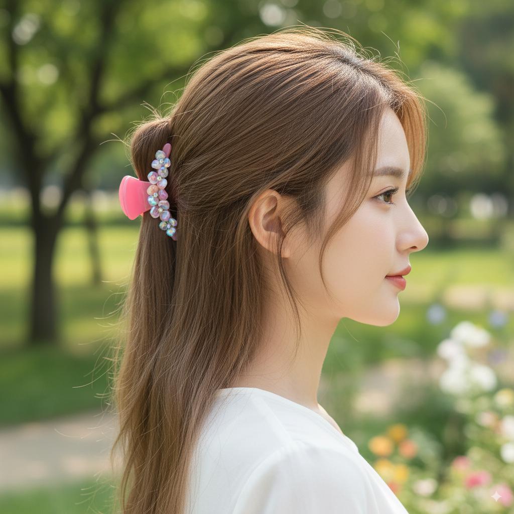 New Color Cubic Point Arch Flower Half Updo Hair Claw Clip (3.1 Inch) / Elegance French Hair Pin / Hair Barrette for Woman