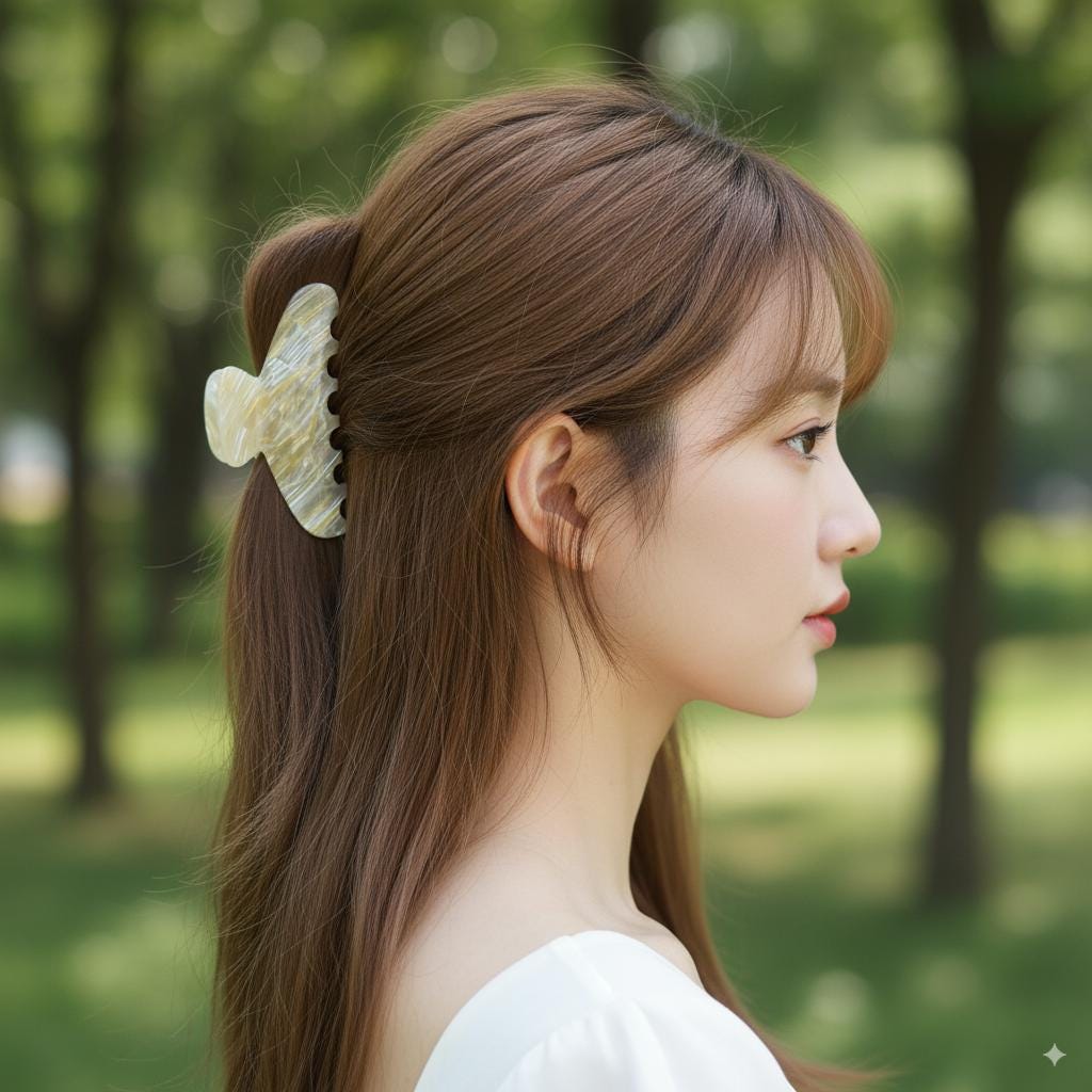 Flat Half Moon Half-Up Updo Hair Claw Clip (3.1 Inch) / Elegance French Hair Pin / Hair Barrette for Woman