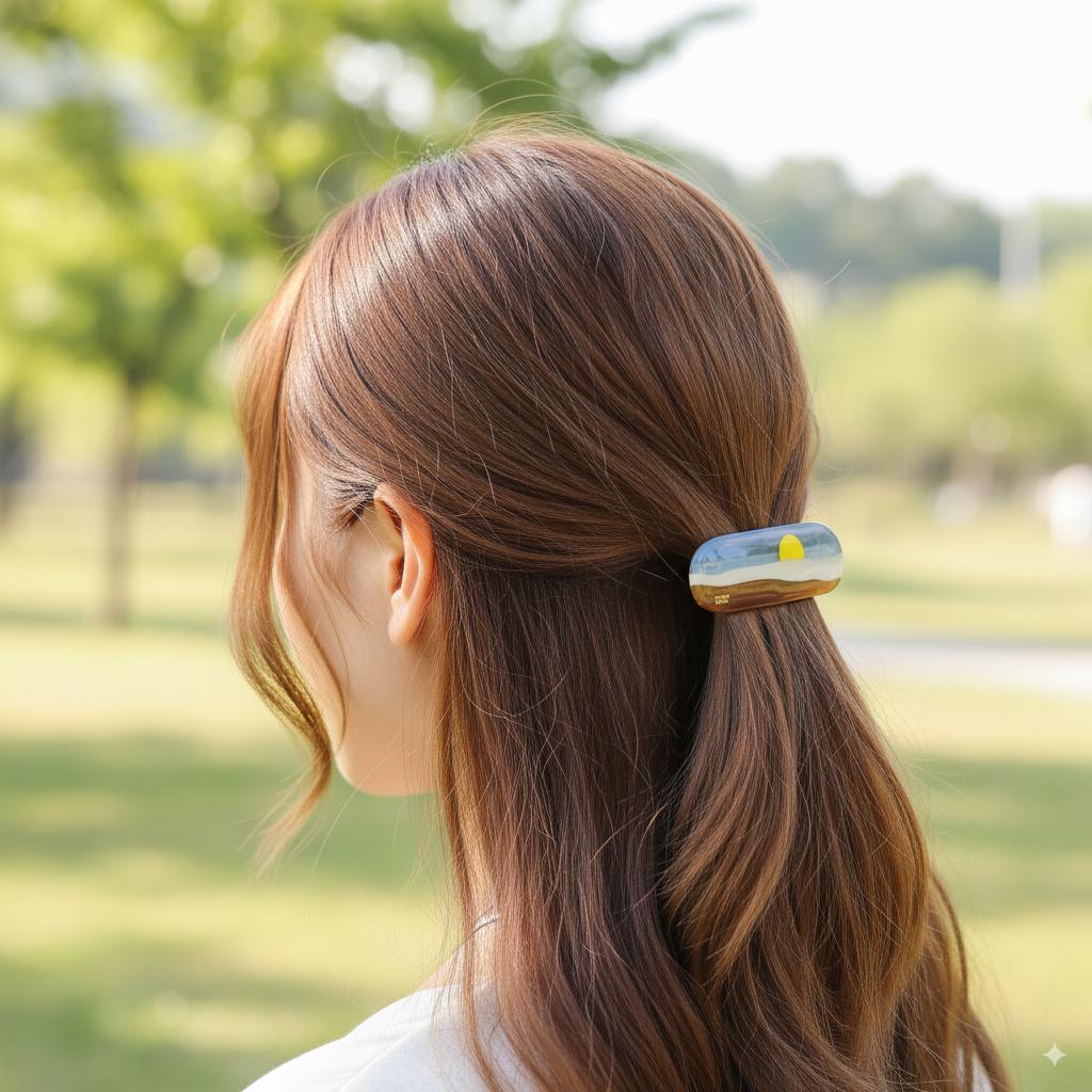Golden Horizon Point Half-Up Barrette (3.5 Inch) / Elegance French Hair Pin / Automatic Hair Clip